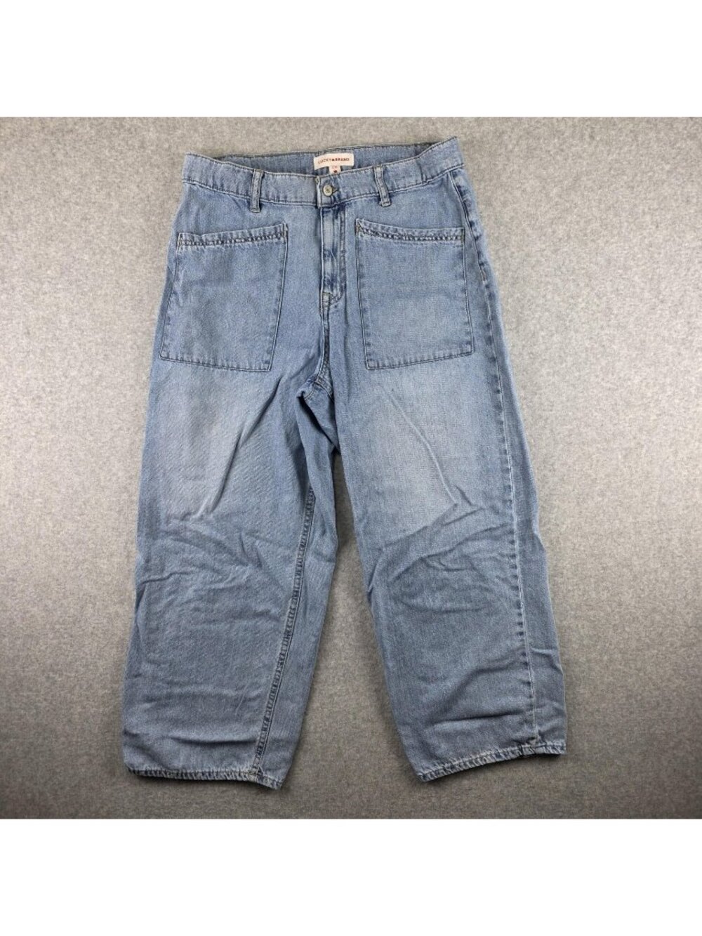 Lucky Brand Jeans Womens 12 Wide Leg Crop Blue High Rise Light Wash Denim